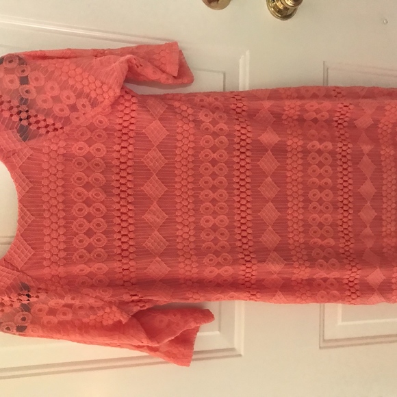 Coral Lace Dress - Picture 3 of 3